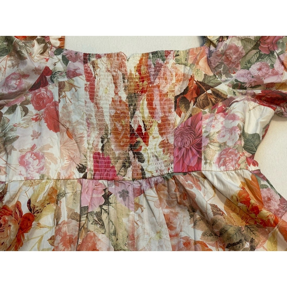 NWT Vince Camuto Tiered Dress 24W Plus Watercolor Floral Smocked Puff Sleeve - Picture 8 of 8